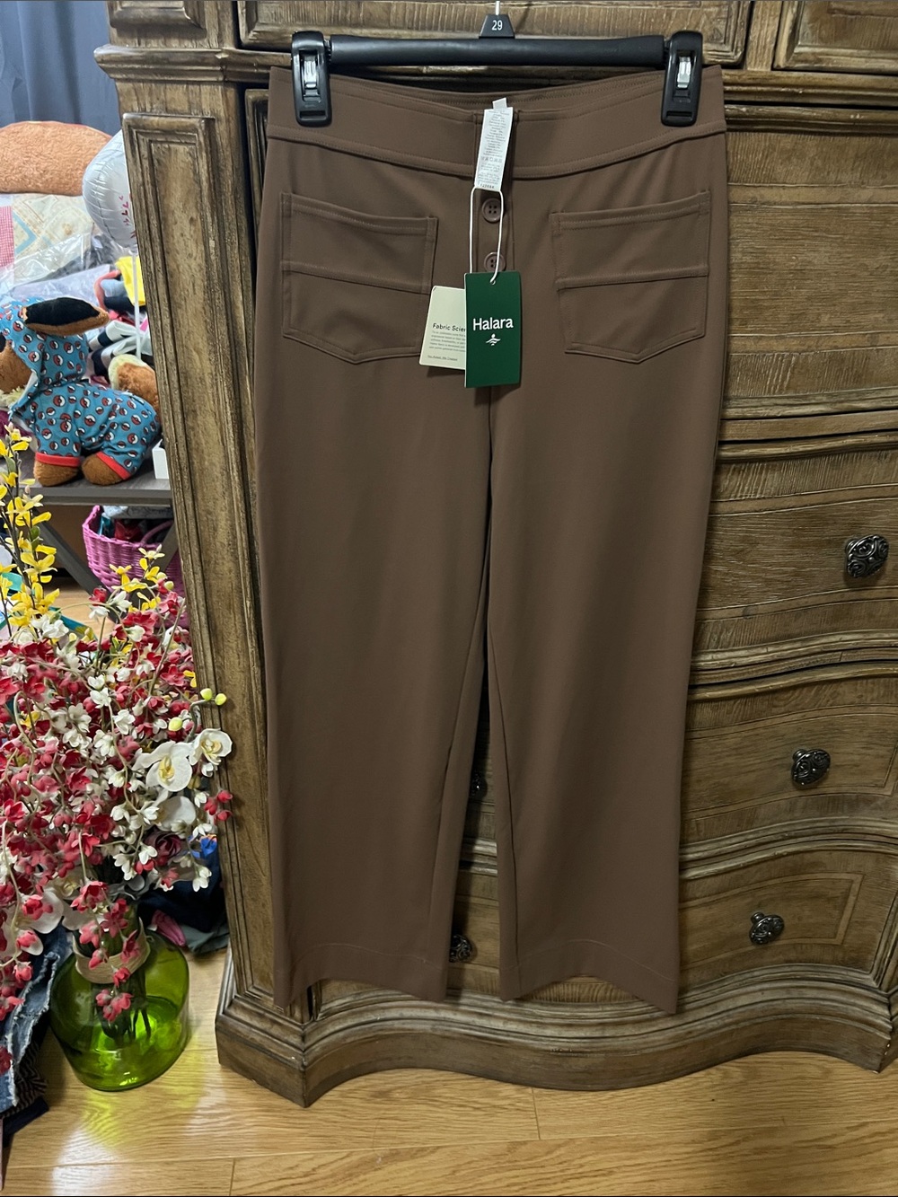 HALARA Brown Straight-Leg Ponte Pants